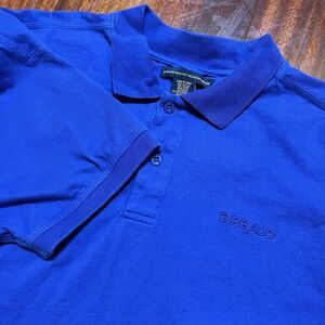 MARITHE FRANCOIS GIRBAUD Polo Shirt Mens 2XL Blue Purple Spellout 80's VTG Y2k *
